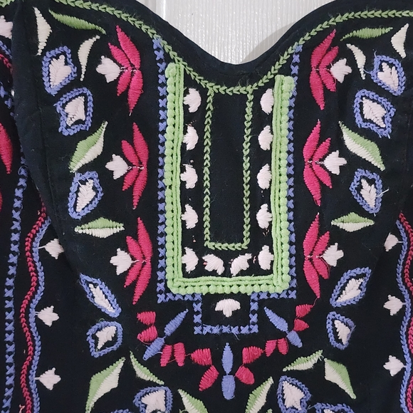 Anthropologie Embroidered Bustier Corset Crop Top Black Floral Boho Size 8 - Picture 3 of 8